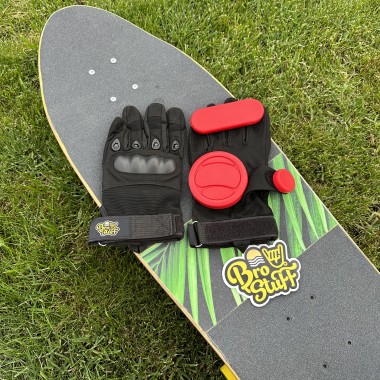 Перчатки со слайдерами для лонгборда BroStuff black sliders red Перчатки со слайдерами для лонгборда BroStuff black sliders red