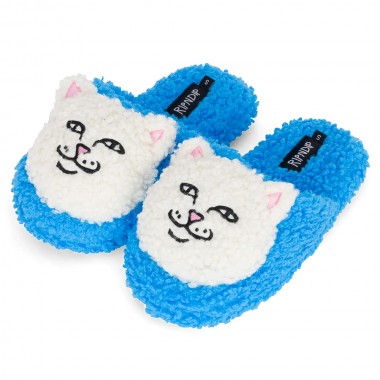 Тапочки Ripndip lord nermal plush face house slippers blue Тапочки Ripndip lord nermal plush face house slippers blue