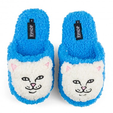 Тапочки Ripndip lord nermal plush face house slippers blue Тапочки Ripndip lord nermal plush face house slippers blue