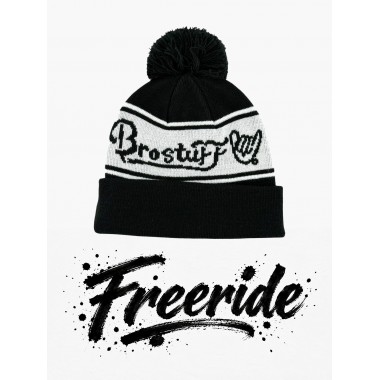 Шапка BroStuff freeride pom pom black white Шапка BroStuff freeride pom pom black white