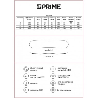 Сноуборд Prime - fleur c5 147 Сноуборд Prime - fleur c5 147