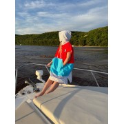 Пончо BroStuff surf og logo red teal grey