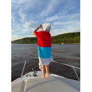 Пончо BroStuff surf og logo red teal grey