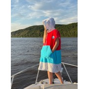 Пончо BroStuff surf og logo red teal grey