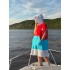 Пончо BroStuff surf og logo red teal grey Пончо BroStuff surf og logo red teal grey